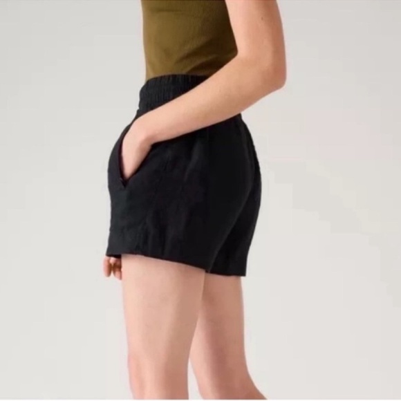 Athleta retreat linen short mid rise Black Large - Picture 5 of 11